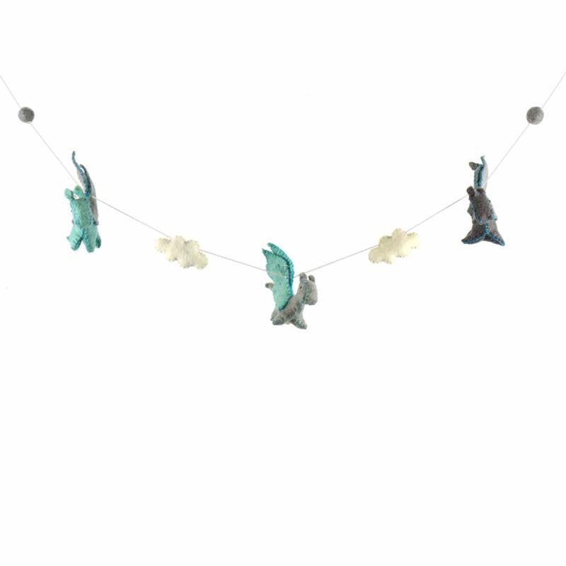 Felt Dragon Garland - Blue Colors - Global Groove    Home Decor Supply | Online Retail | ShoreShopper.com