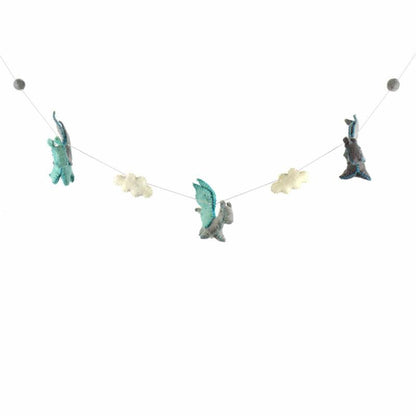 Felt Dragon Garland - Blue Colors - Global Groove    Home Decor Supply | Online Retail | ShoreShopper.com