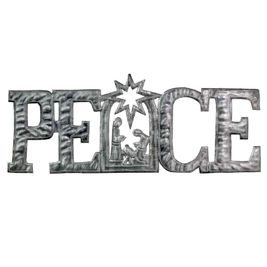 PEACE Metal Art with Nativity Scene (15" x 6") - Croix des Bouquets (H)    Home Decor Supply | Online Retail | ShoreShopper.com