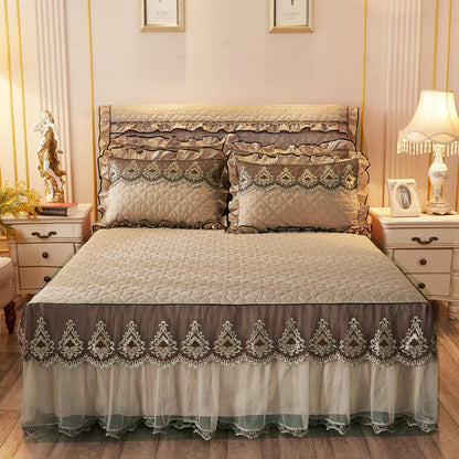 Quilted Lace Bed Skirt Bed Liner    Home Decor Supply | Online Retail | ShoreShopper.com