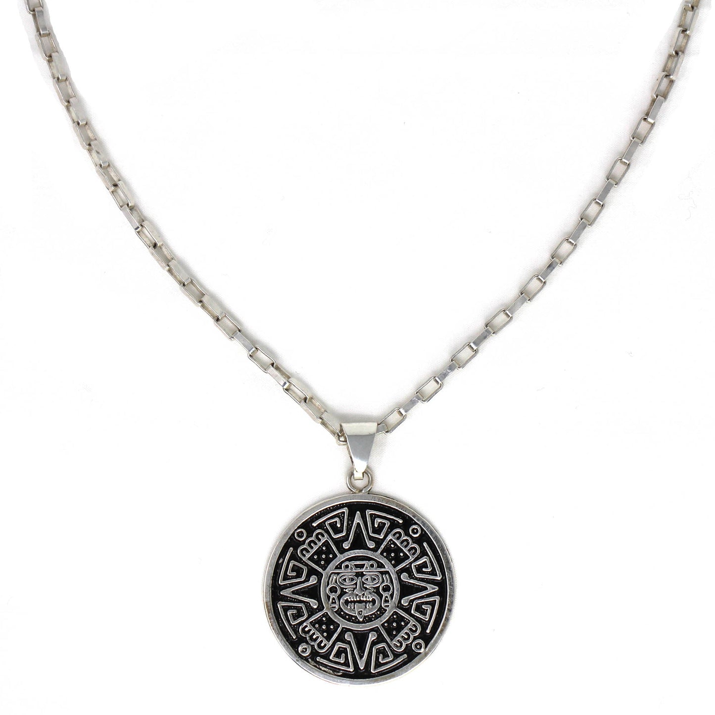 Alpaca Silver Aztec Face Pendant with Chain    Home Decor Supply | Online Retail | ShoreShopper.com