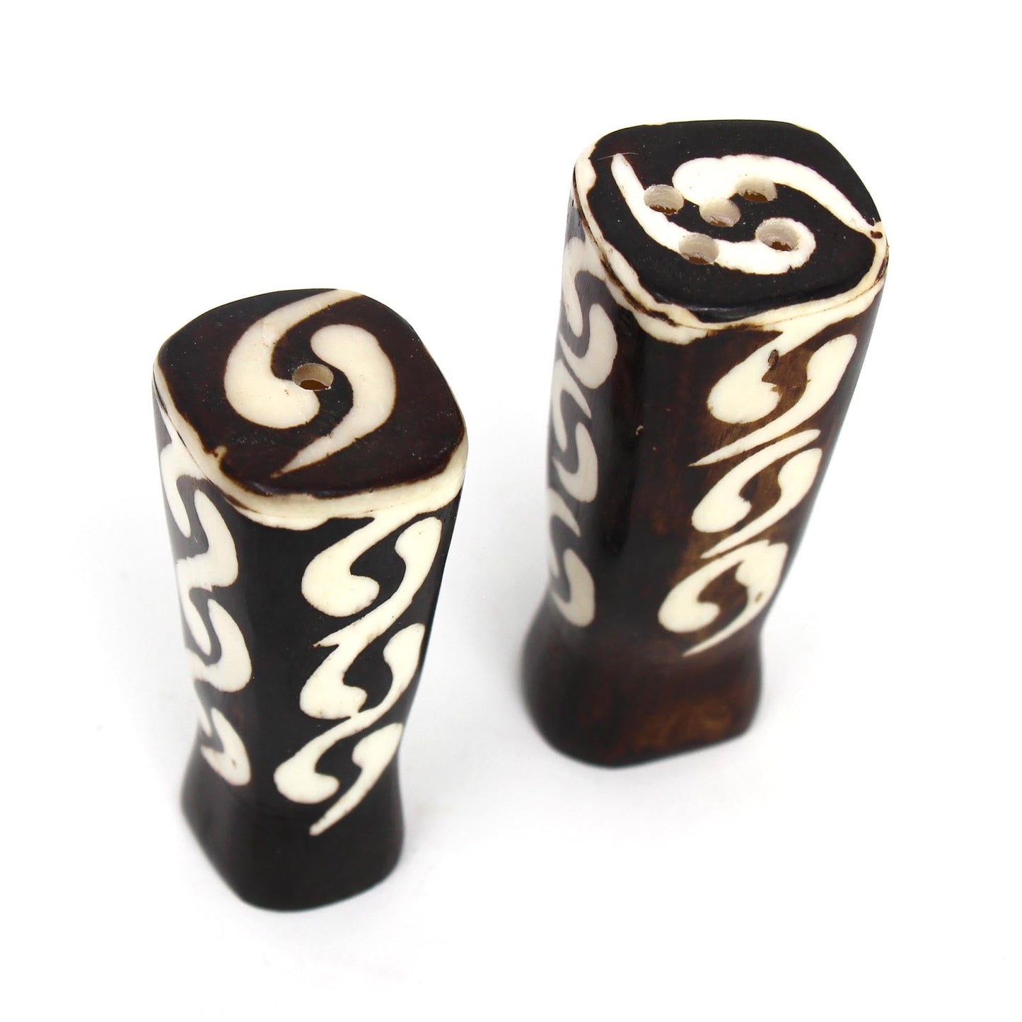 African Natural Bone Salt & Pepper Shakers, Traditional Batik Designs    Home Decor Supply | Online Retail | ShoreShopper.com