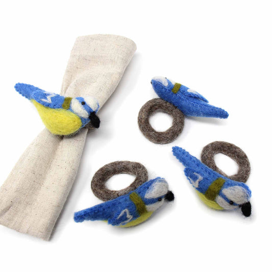 Napkin Rings, Set of 4 Birds - Yellow/Blue    Home Decor Supply | Online Retail | ShoreShopper.com