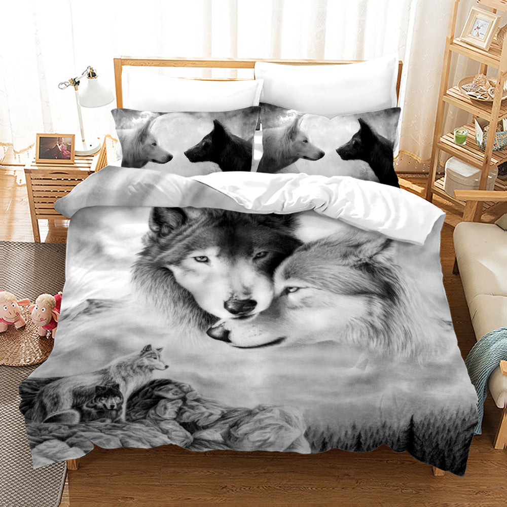 Bed Home Textile Wolf Digital Printed Three-piece Set    Home Decor Supply | Online Retail | ShoreShopper.com