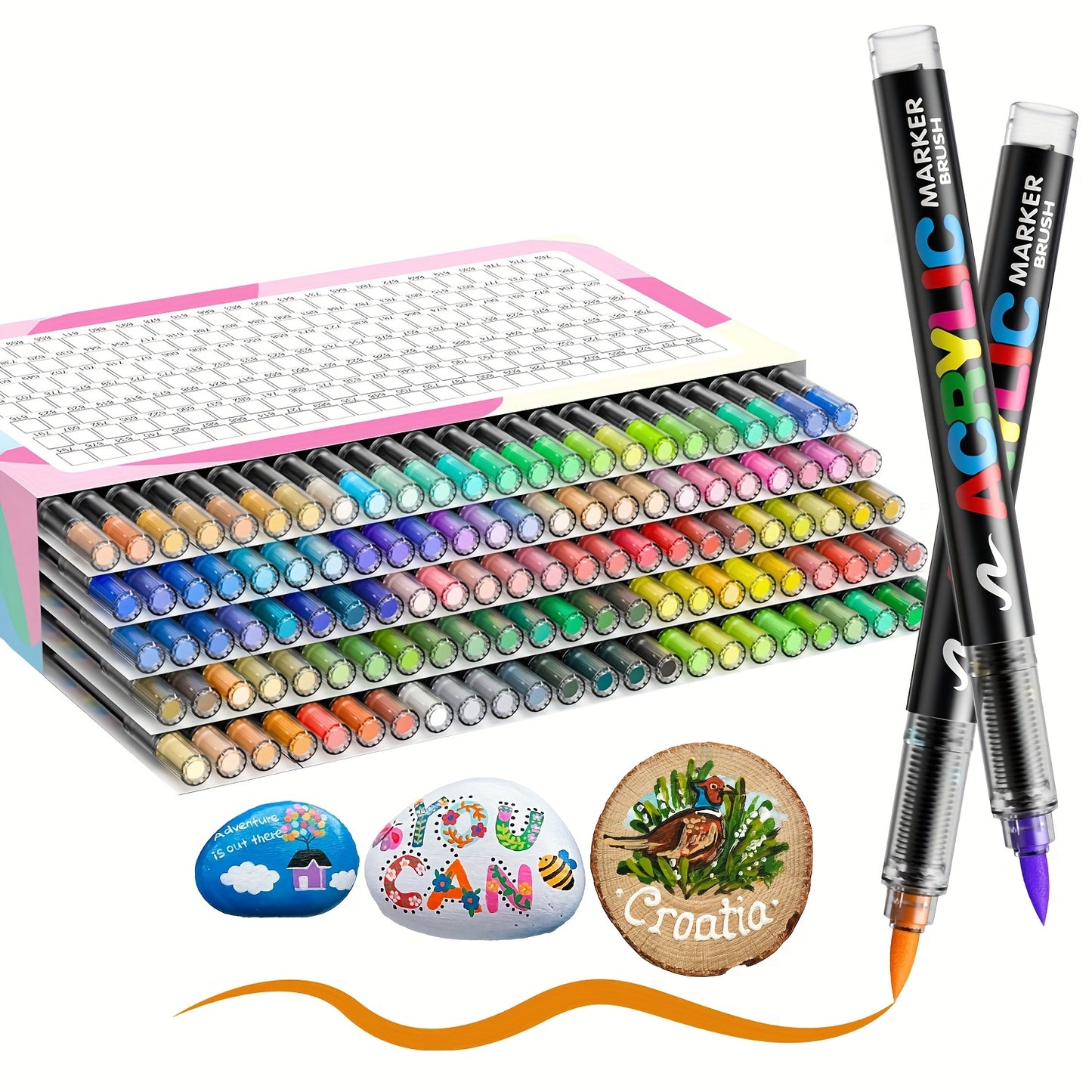 12/24/36/48/60/72Color Acrylic Paint Marker, Brush Head Can Be Used for Rock Metal Glass Wood Canvas Ceramic Plastic Art And DIY Hand-painting, Back to School Season Halloween Christmas Birthday Gifts - ShoreCo.Shop