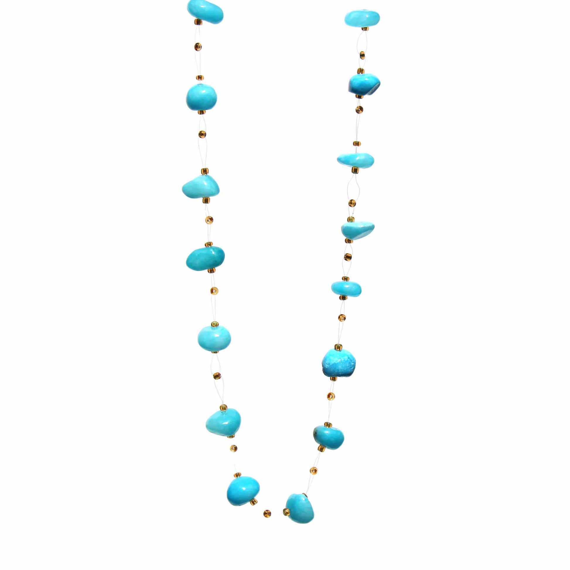 Floating Stone & Maasai Bead Necklace, Turquoise    Home Decor Supply | Online Retail | ShoreShopper.com