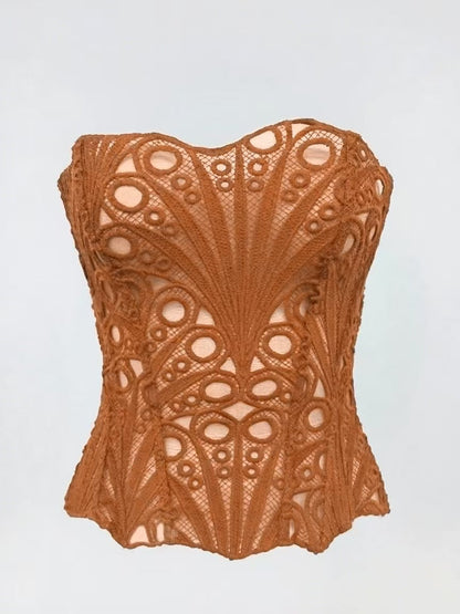 Sexy Hollow Out Corset Top Women Lace Double-layer Streetwear Party Club Corset Clothing    Home Decor Supply | Online Retail | ShoreShopper.com