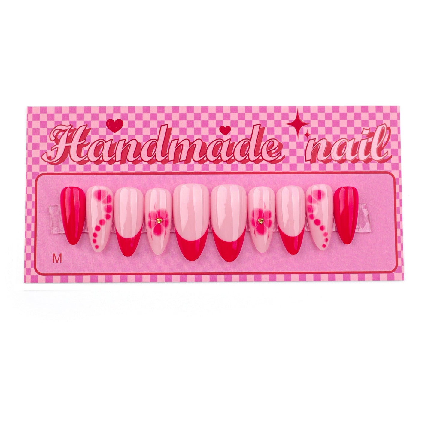 Wear Polish French Red Art Fake Nails Flower Nail Patch    Home Decor Supply | Online Retail | ShoreShopper.com
