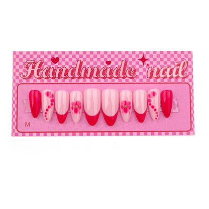 Wear Polish French Red Art Fake Nails Flower Nail Patch    Home Decor Supply | Online Retail | ShoreShopper.com