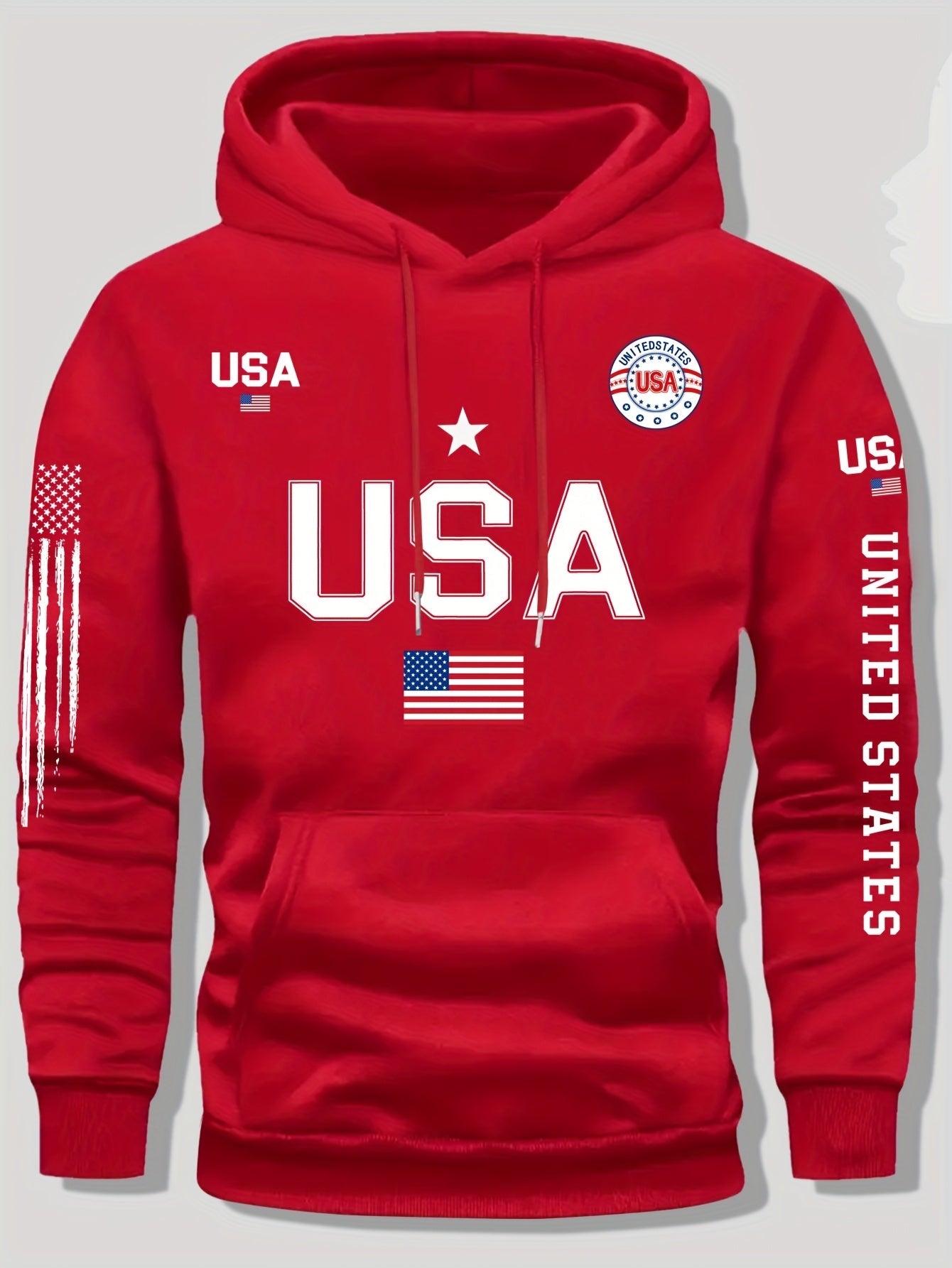 USA Flag Pattern Printed Hoodies, Men's Sweatshirts, United States Letter Printed Casual Knitted Fabric Pullovers for Both Men and Women, Student Couple Outfits, Fashionable Sweatshirts, Autumn and Winter Men's and Women's Sw    Home Decor Supply | Online Retail | ShoreShopper.com