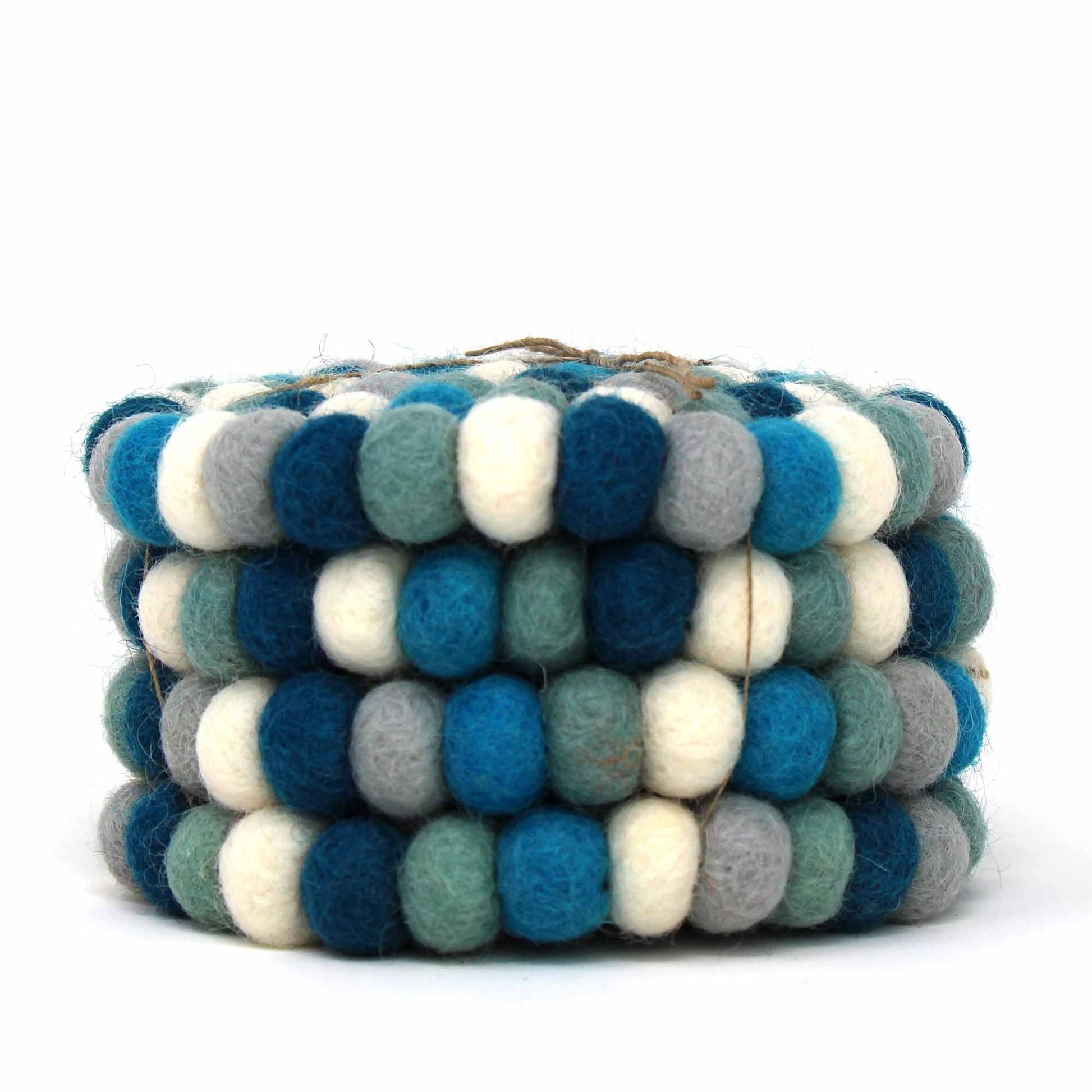 Ice Blue Felt Ball Coasters, Set of 4    Home Decor Supply | Online Retail | ShoreShopper.com