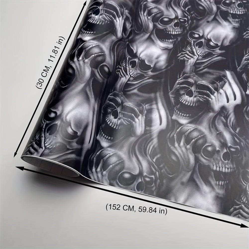 Skull Decal Sticker 11.81in X 59.84in (30x152cm) 3D Wall Art Gothic-Halloween-Motorcycle Decor Waterproof Self-Adhesive Removable Vinyl Cyberpunk Grunge Style for Walls, Vehicles, Windows    Home Decor Supply | Online Retail | ShoreShopper.com