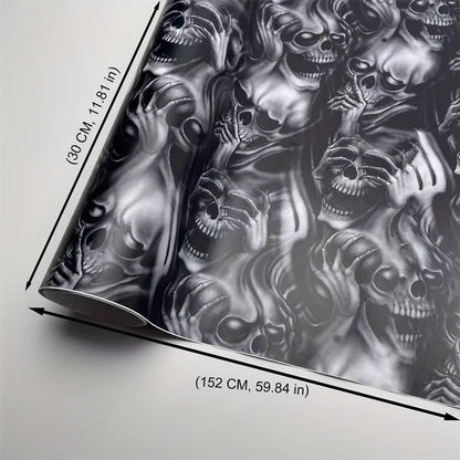 Skull Decal Sticker 11.81in X 59.84in (30x152cm) 3D Wall Art Gothic-Halloween-Motorcycle Decor Waterproof Self-Adhesive Removable Vinyl Cyberpunk Grunge Style for Walls, Vehicles, Windows    Home Decor Supply | Online Retail | ShoreShopper.com