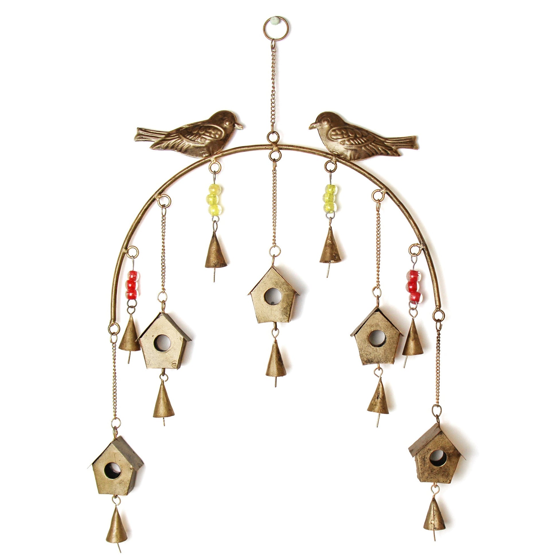 Handcrafted Bird Chime, Recycled Iron and Glass Beads    Home Decor Supply | Online Retail | ShoreShopper.com