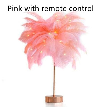 Nordic Feather Table Lamp w/ Remote Control - Dimmable LED Bedside Light - ShoreCo.Shop