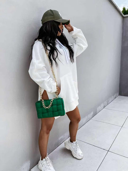 Women's Hooded Sweatshirt With Pockets Fashion Casual Split Mid-length Sweater Drawstring Tops    Home Decor Supply | Online Retail | ShoreShopper.com