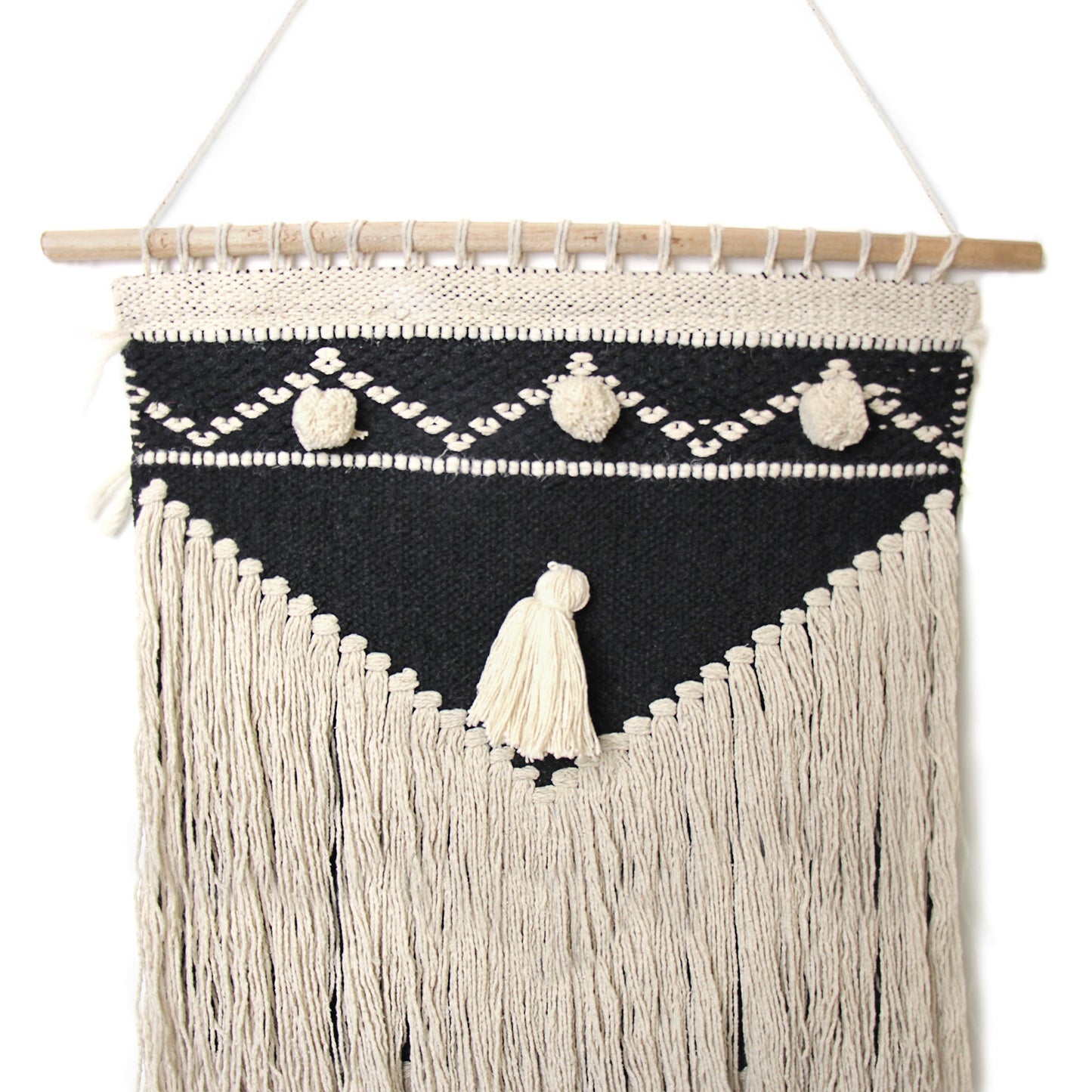 Handwoven Boho Wall Hanging, Charcoal & Cream    Home Decor Supply | Online Retail | ShoreShopper.com