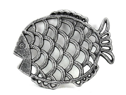 Antique Silver Cast Iron Big Fish Trivet 8""    Home Decor Supply | Online Retail | ShoreShopper.com