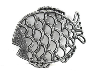 Antique Silver Cast Iron Big Fish Trivet 8""    Home Decor Supply | Online Retail | ShoreShopper.com
