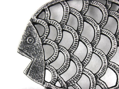 Antique Silver Cast Iron Big Fish Trivet 8""    Home Decor Supply | Online Retail | ShoreShopper.com
