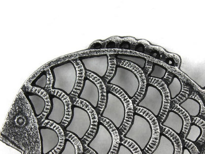 Antique Silver Cast Iron Big Fish Trivet 8""    Home Decor Supply | Online Retail | ShoreShopper.com