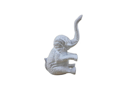 Whitewashed Cast Iron Elephant Metal Door Stop 8""    Home Decor Supply | Online Retail | ShoreShopper.com