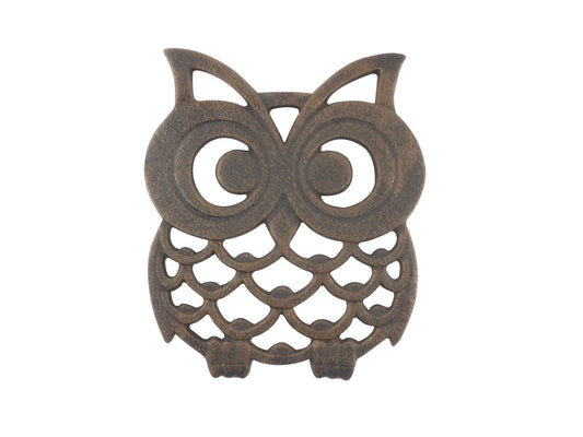 Rustic Copper Cast Iron Owl Trivet 8""    Home Decor Supply | Online Retail | ShoreShopper.com