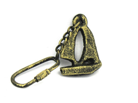Antique Gold Cast Iron Sailboat Key Chain 5""    Home Decor Supply | Online Retail | ShoreShopper.com