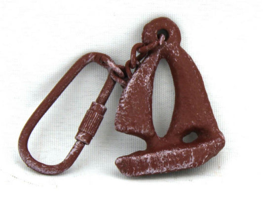 Red Whitewashed Cast Iron Sailboat Key Chain 5""    Home Decor Supply | Online Retail | ShoreShopper.com