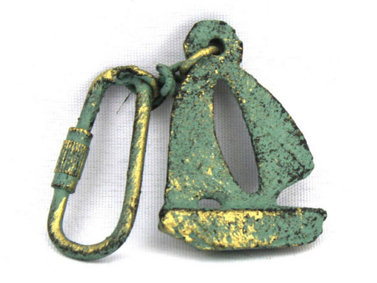 Antique Bronze Cast Iron Sailboat Key Chain 5""    Home Decor Supply | Online Retail | ShoreShopper.com