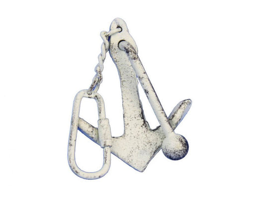 Whitewashed Cast Iron Anchor Key Chain 5""    Home Decor Supply | Online Retail | ShoreShopper.com