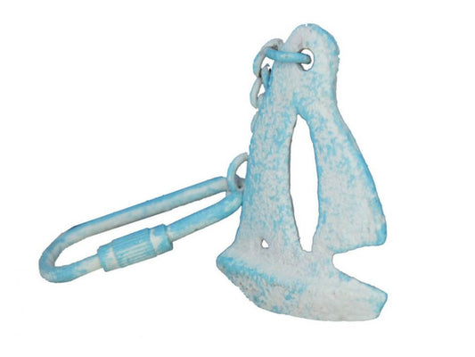 Light Blue Whitewashed Cast Iron Sailboat Key Chain 5""    Home Decor Supply | Online Retail | ShoreShopper.com