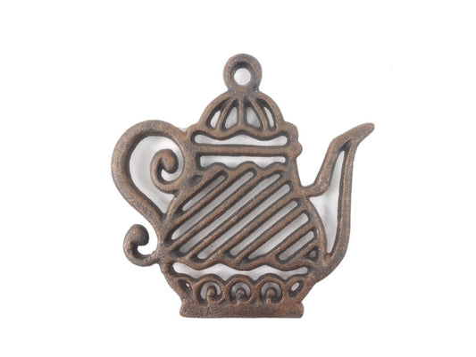 Rustic Copper Cast Iron Teapot Trivet 9""    Home Decor Supply | Online Retail | ShoreShopper.com