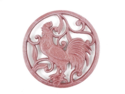 Rustic Red Whitewashed Cast Iron Rooster Trivet 8""    Home Decor Supply | Online Retail | ShoreShopper.com