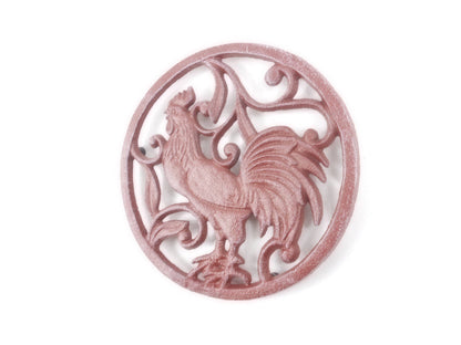 Rustic Red Whitewashed Cast Iron Rooster Trivet 8""    Home Decor Supply | Online Retail | ShoreShopper.com
