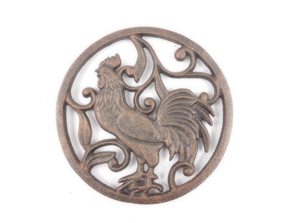 Rustic Copper Cast Iron Rooster Trivet 8""    Home Decor Supply | Online Retail | ShoreShopper.com
