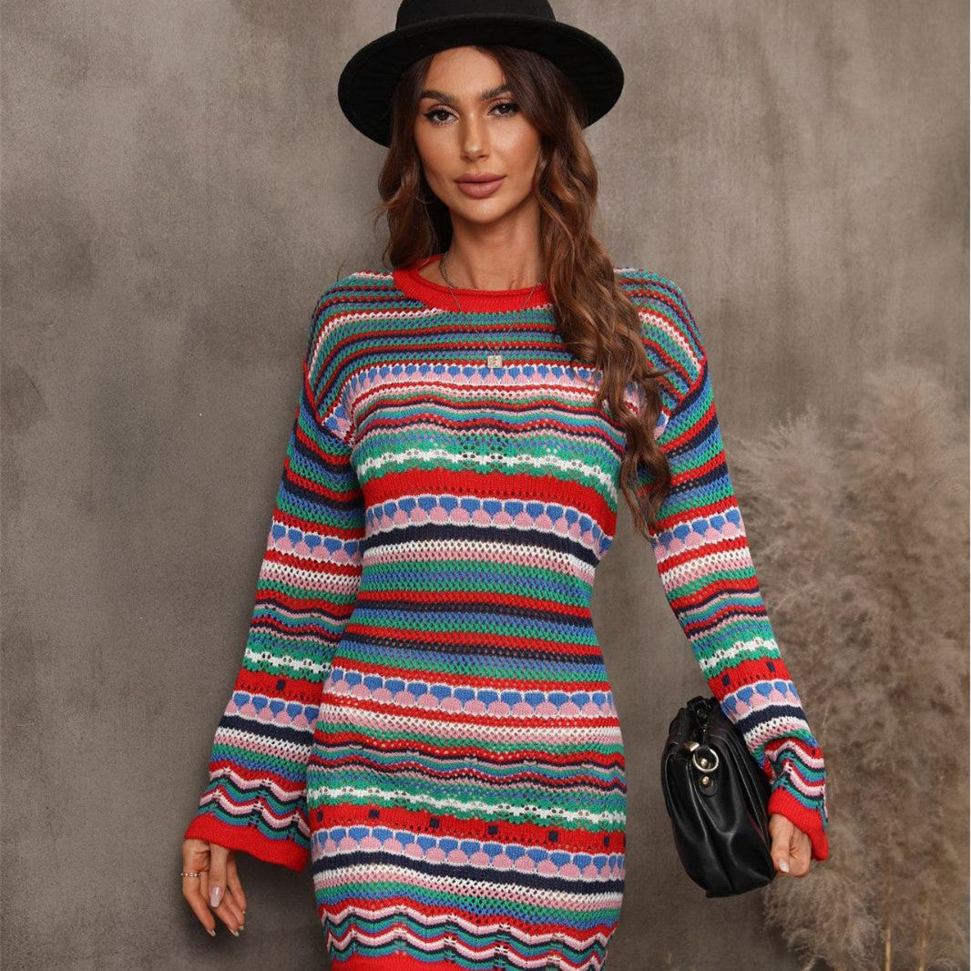 Women's Fashion Cutout Patchwork Knit Dress    Home Decor Supply | Online Retail | ShoreShopper.com