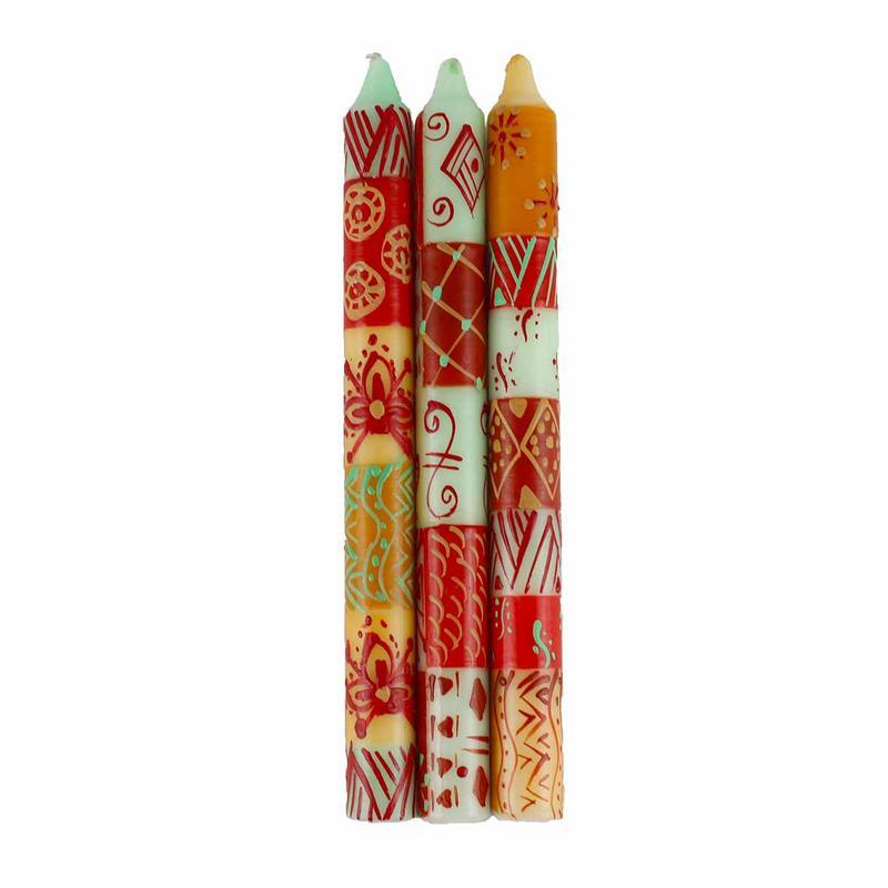 Hand Painted Candles in Owoduni Design (three tapers) - Nobunto    Home Decor Supply | Online Retail | ShoreShopper.com