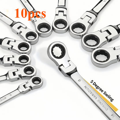 2/10pcs Heavy-duty Industrial 72-tooth Socket Wrenches, Fixed Head and Ratchet Mechanical Tools, 2-in-1 Open and Box Wrenches, Cr-V Structure, Auto Repair, DIY, Professional Tool Kit (compatible with 6&8mm) - ShoreCo.Shop