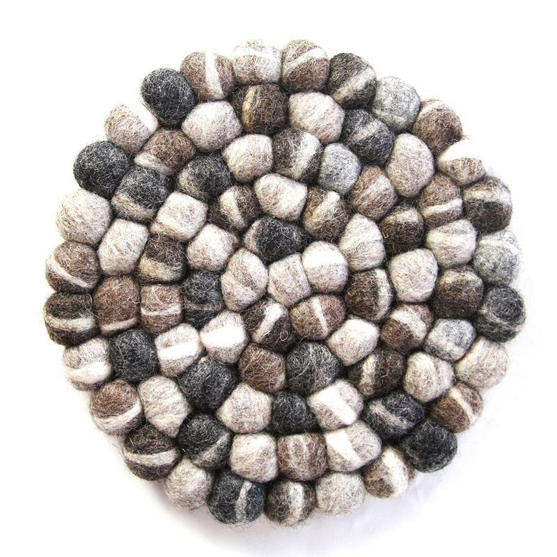 Hand Crafted Felt Ball Coasters from Nepal: 4-pack, Unicolor Grey - Global Groove (T)    Home Decor Supply | Online Retail | ShoreShopper.com