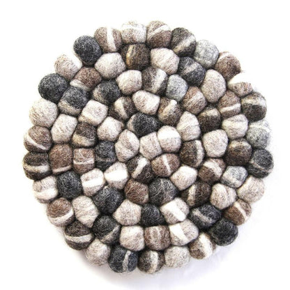 Hand Crafted Felt Ball Coasters from Nepal: 4-pack, Unicolor Grey - Global Groove (T)    Home Decor Supply | Online Retail | ShoreShopper.com
