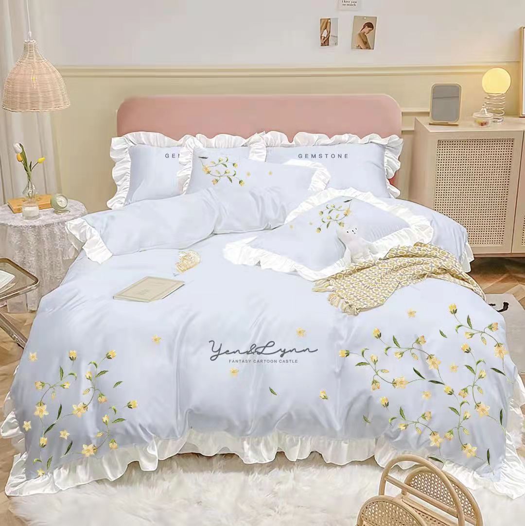 Four-piece Embroidered Quilt Cover For Washed Cotton Bed    Home Decor Supply | Online Retail | ShoreShopper.com