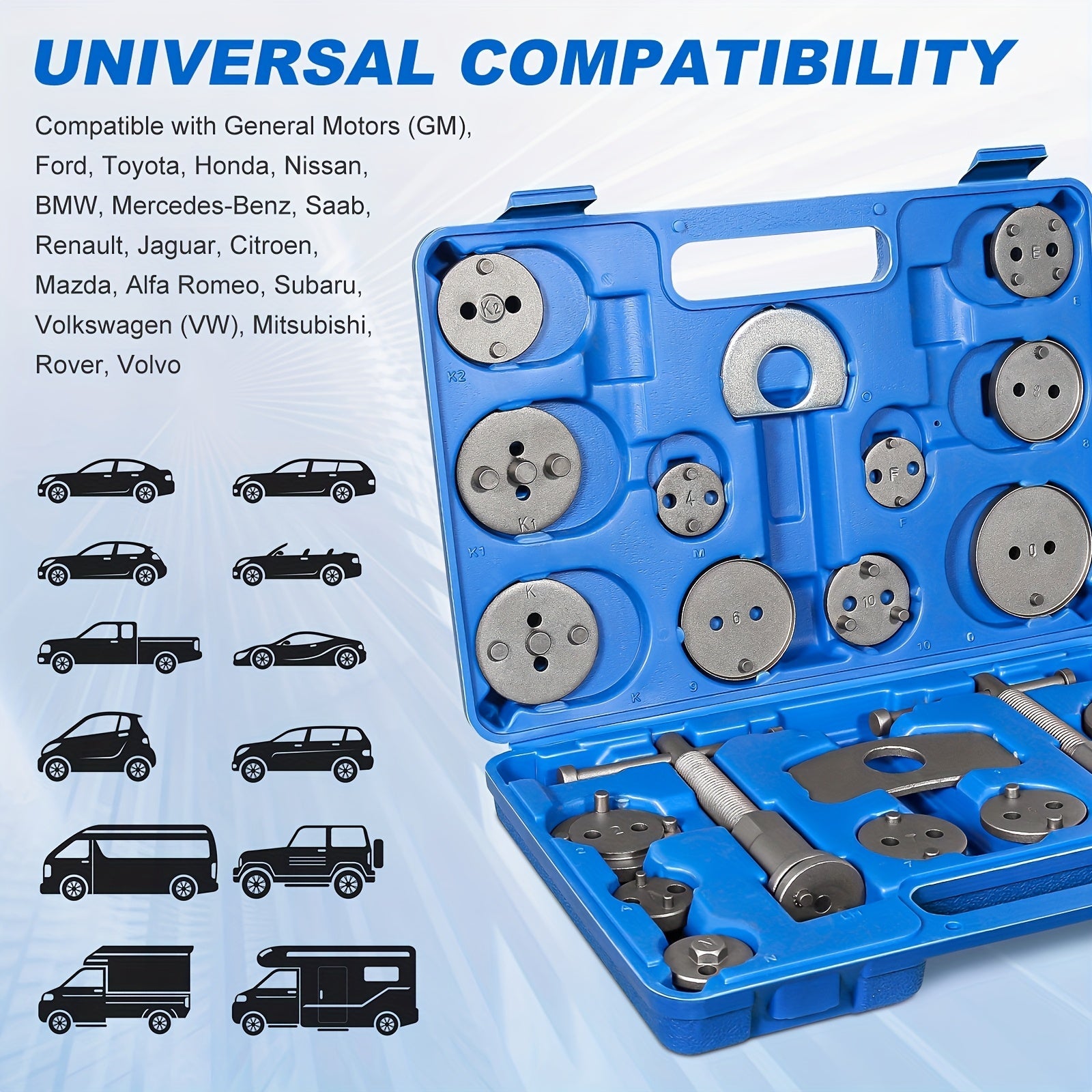 Portable Brake 22pcs. Tool Set Rewind Caliper Pistons, Seal Damage, Brake Pad    Home Decor Supply | Online Retail | ShoreShopper.com