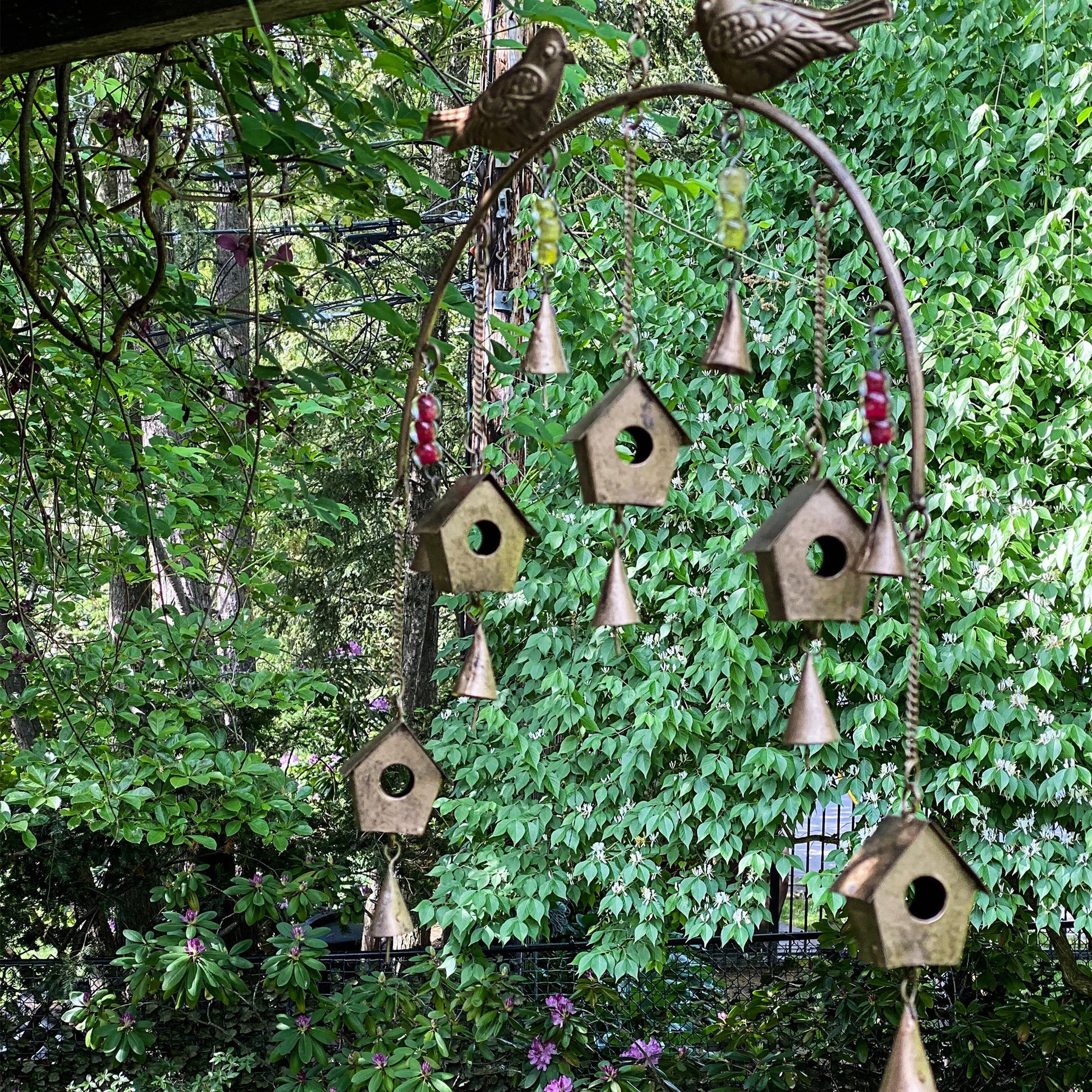 Handcrafted Bird Chime, Recycled Iron and Glass Beads    Home Decor Supply | Online Retail | ShoreShopper.com