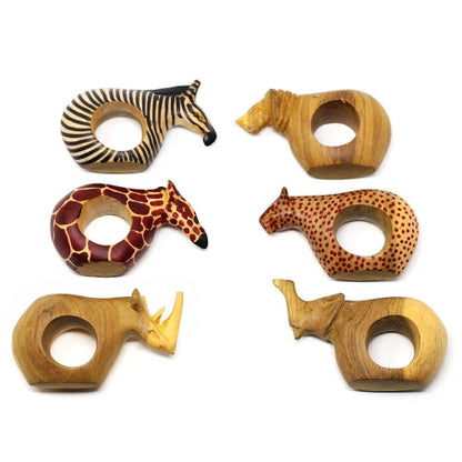 Set of Six Mahogany Wood Animal Napkin Rings - Jedando Handicrafts    Home Decor Supply | Online Retail | ShoreShopper.com