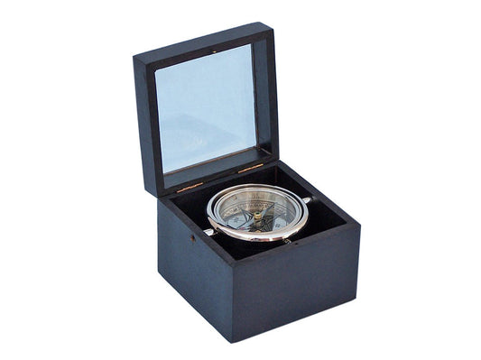 Chrome Lifeboat Compass with Black Rosewood Box 5""    Home Decor Supply | Online Retail | ShoreShopper.com