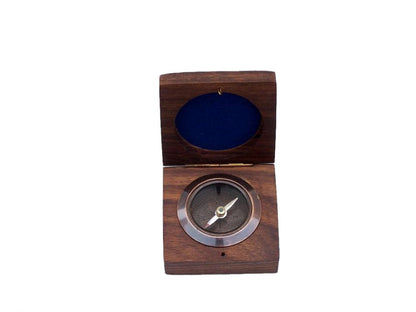 Antique Copper Desk Compass with Rosewood Box 3""    Home Decor Supply | Online Retail | ShoreShopper.com