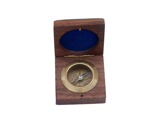Antique Brass Desk Compass with Rosewood Box 3""    Home Decor Supply | Online Retail | ShoreShopper.com