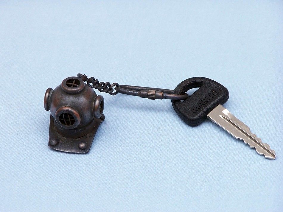 Antique Copper Diving Helmet Key Chain 5""    Home Decor Supply | Online Retail | ShoreShopper.com