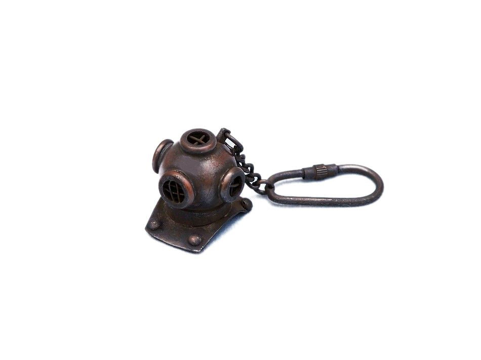 Antique Copper Diving Helmet Key Chain 5""    Home Decor Supply | Online Retail | ShoreShopper.com